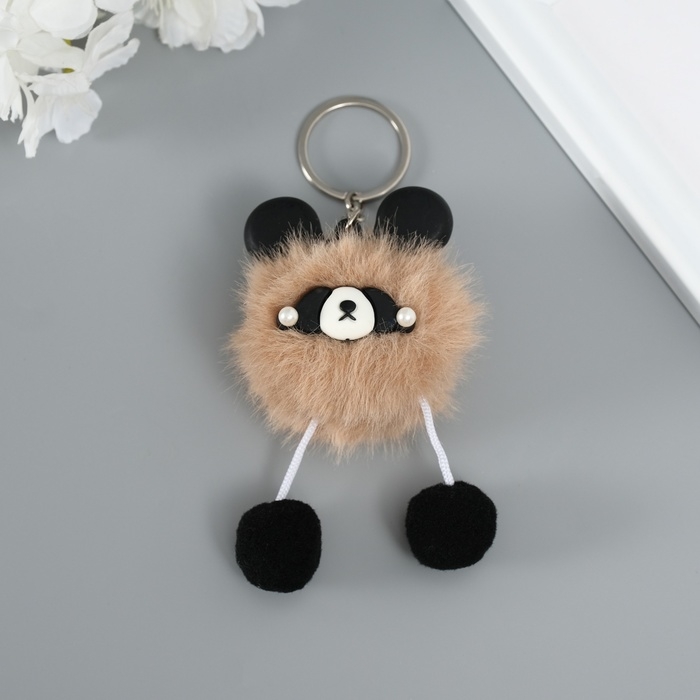 Пушистик на кольце Пушистик на кольце "Панда модник" коричневый 9х6х6 см