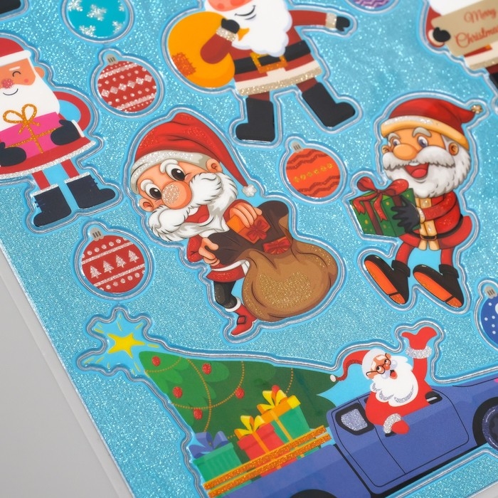 Наклейка пластик Наклейка пластик "Разные Деды Морозы" 24,5х19,5 см