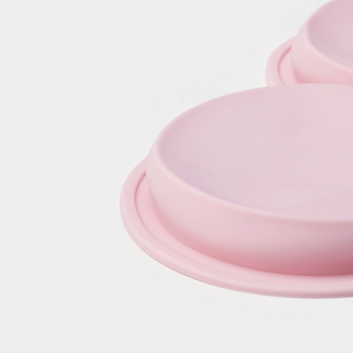 Форма для выпечки Доляна «Круг», силикон. 23×19,5 см, 3 ячейки (d=10 см), цвет розовый Форма для выпечки Доляна «Круг», силикон. 23×19,5 см, 3 ячейки (d=10 см), цвет розовый