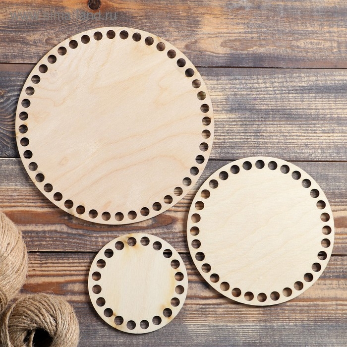 Набор заготовок для вязания Набор заготовок для вязания "Круг", донышко фанера 3 мм (3 в 1), 10/15/20 см, d=9мм