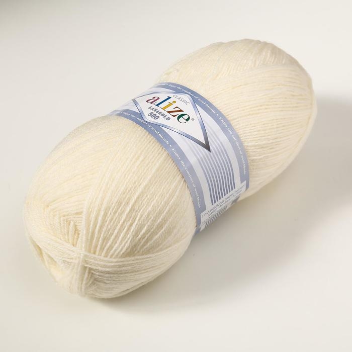 Пряжа "Lanagold 800" 49% шерсть, 51% акрил 730м/100гр (62 молочный)