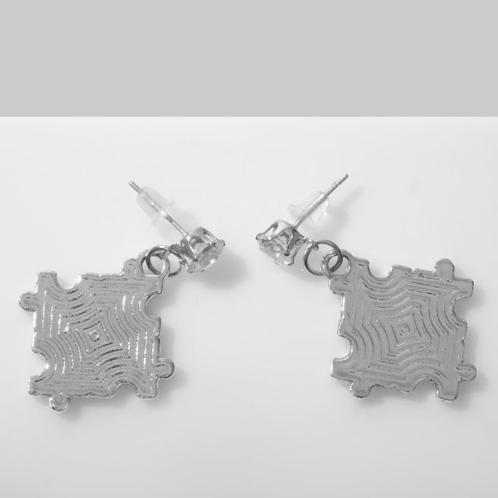 Серьги эмаль «Пазл», цветные в серебре Серьги эмаль «Пазл», цветные в серебре