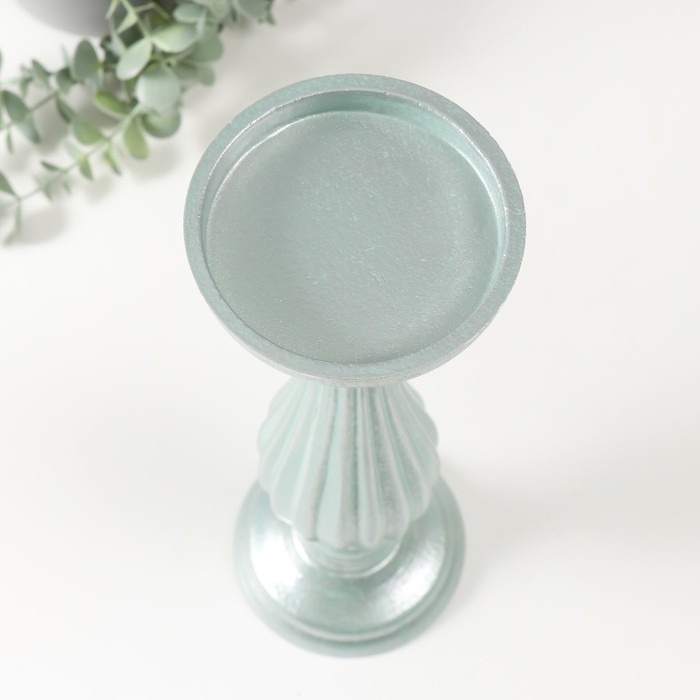 Подсвечник дерево на 1 свечу d=9 см Подсвечник дерево на 1 свечу d=9 см "Фердинанд" мятный с патиной 11х11х33,5 см