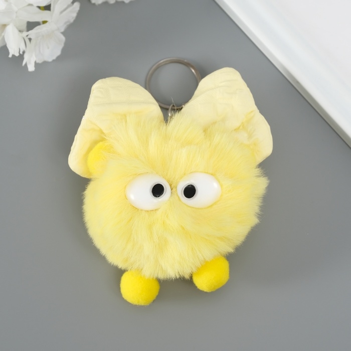 Пушистик на кольце Пушистик на кольце "Мася с большим бантом" жёлтый 12х8х8 см