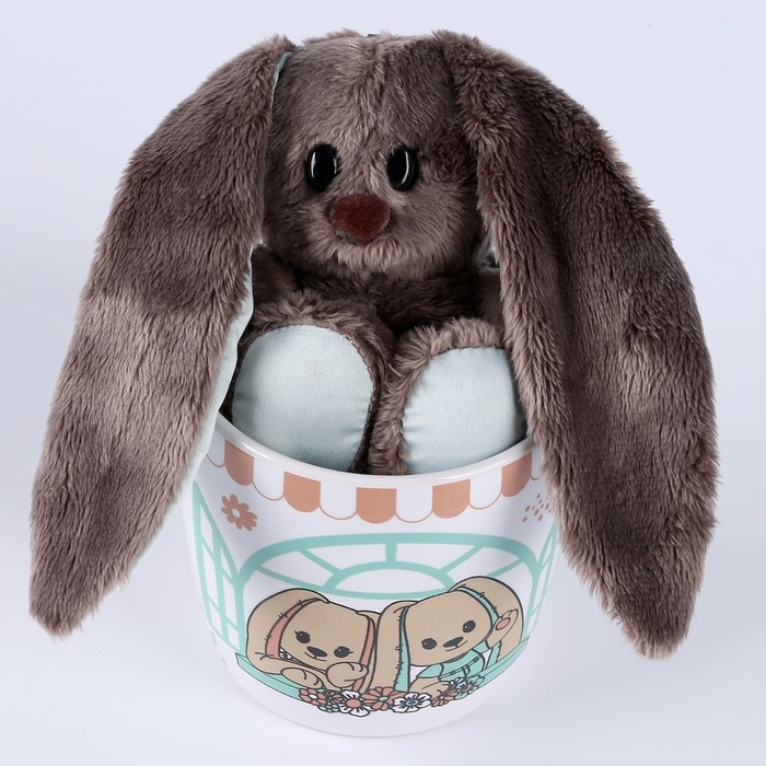 Набор  Набор "Зайка Lu" игрушка в кружке, заяц, 16 см