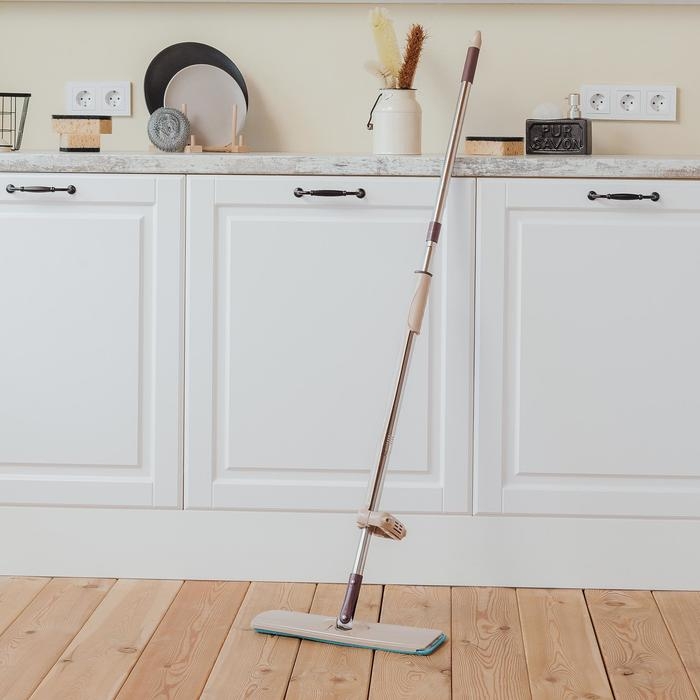 Швабра для мытья пола с вертикальным отжимом Доляна, 35×14×125 см, стальная ручка, микрофибра, дополнительная насадка