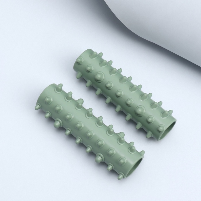 Массажёр с шипами, универсальный, 2 части, 9,5 × 3 см, цвет зелёный Массажёр с шипами, универсальный, 2 части, 9,5 × 3 см, цвет зелёный