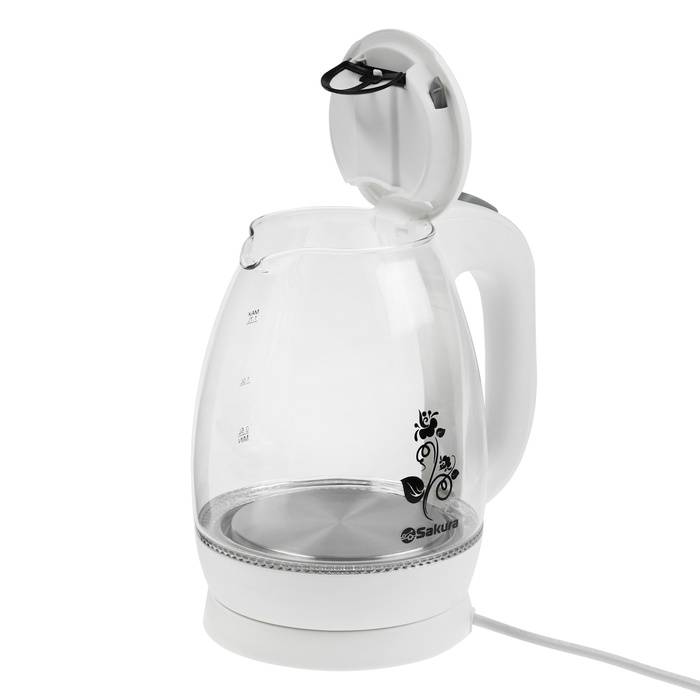 Чайник электрический Sakura SA-2715W, стекло, 1.7 л, 2200 Вт, белый Чайник электрический Sakura SA-2715W, стекло, 1.7 л, 2200 Вт, белый