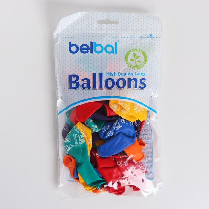 Шар латексный 14" &laquo;Виды транспорта&raquo;, пастель, 5-сторонний, набор 25 шт.