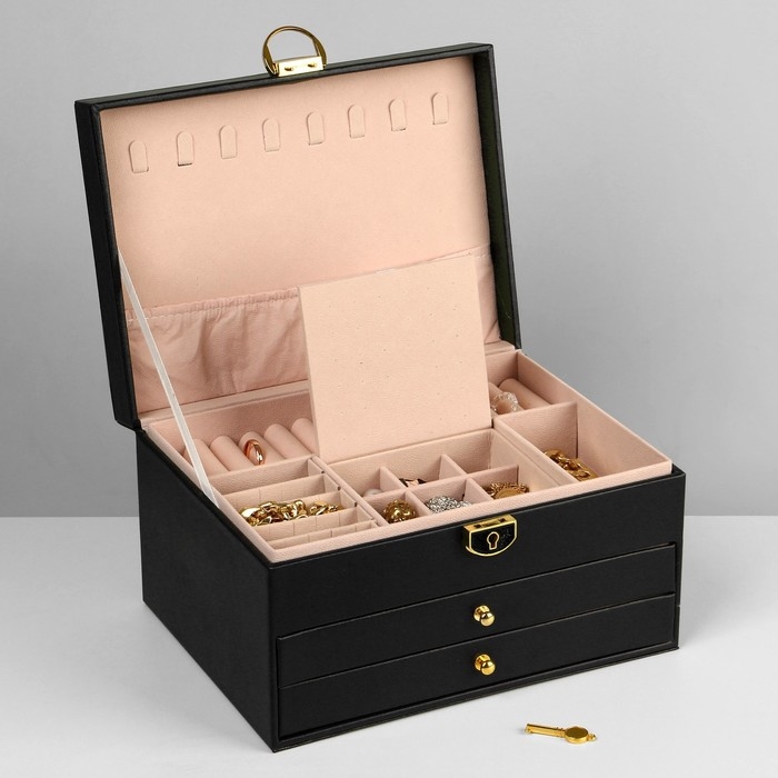 Подставка для украшений Queen fair «Шкатулка» 3 яруса, 23×17×13 см, цвет чёрный Подставка для украшений Queen fair «Шкатулка» 3 яруса, 23×17×13 см, цвет чёрный