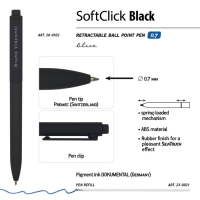 Ручка шариковая автоматическая, 0,7 мм, BrunoVisconti SoftClick Black, стержень синий, корпус soft touch