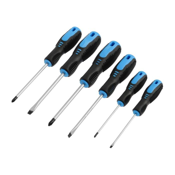 Набор отверток ТУНДРА, CrV, хром, 2К рукоятки, PH0,SL3х75 мм, PH1-2, SL5-6х100 мм, 6 шт. Набор отверток ТУНДРА, CrV, хром, 2К рукоятки, PH0,SL3х75 мм, PH1-2, SL5-6х100 мм, 6 шт.