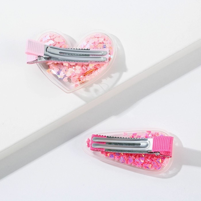 Заколки для волос «Украду твое сердечко», 2 шт. (шейкер) Заколки для волос «Украду твое сердечко», 2 шт. (шейкер)