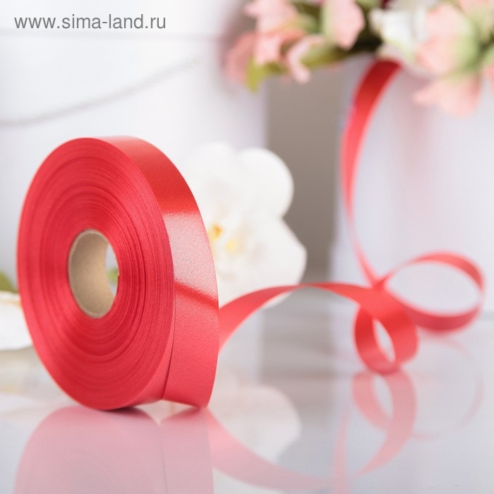 Лента для декора и подарков, алый, 2 см х 91 м Лента для декора и подарков, алый, 2 см х 91 м