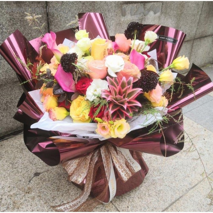 Пленка для цветов  Пленка для цветов "Глянец", синий, 58 см х 5 м