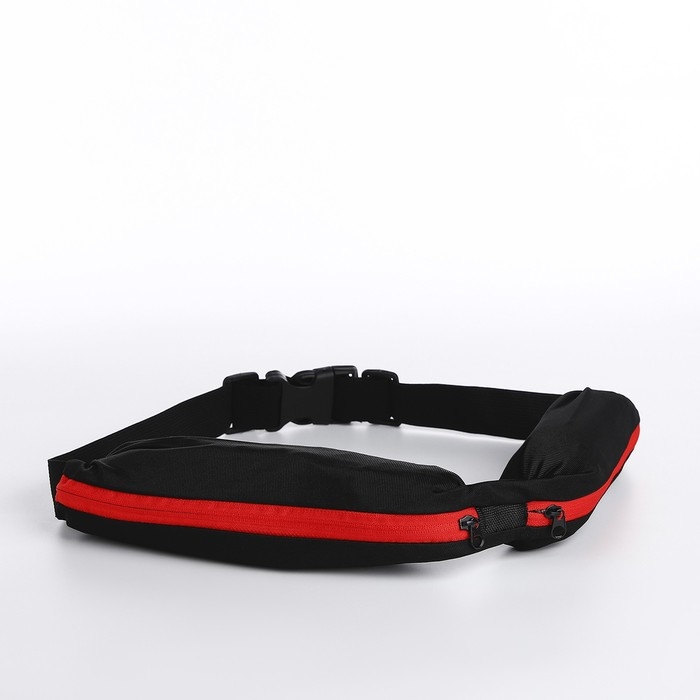 Поясная сумка для бега на молнии, цвет чёрный/красный
