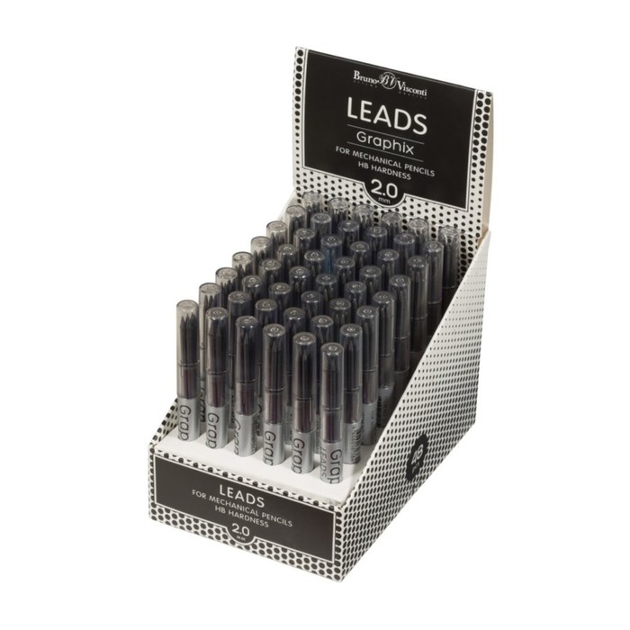 Грифели для механических карандашей BrunoVisconti GRAPHIX, 2.0 мм, НВ, 5 штук, в футляре Грифели для механических карандашей BrunoVisconti GRAPHIX, 2.0 мм, НВ, 5 штук, в футляре