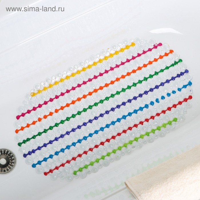 Коврик противоскользящий в ванну на присосках Доляна «Радуга», 35×65 см Коврик противоскользящий в ванну на присосках Доляна «Радуга», 35×65 см