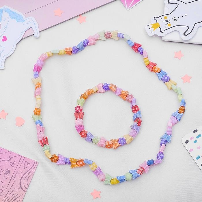 Набор детский «Выбражулька» 2 предмета: бусы, браслет, бабочки Набор детский «Выбражулька» 2 предмета: бусы, браслет, бабочки