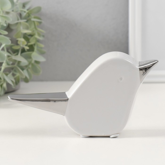 Сувенир керамика Сувенир керамика "Птица" белый с серебром 15,5х3,3х9 см