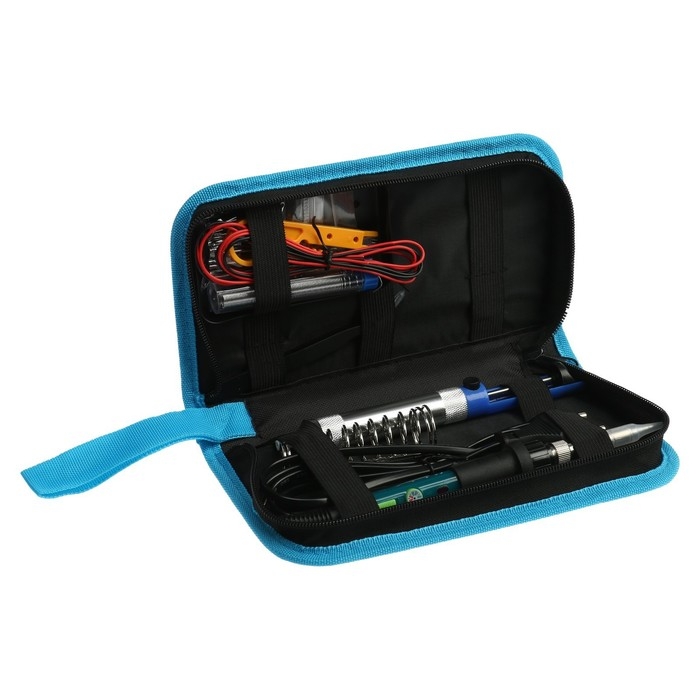 Паяльный набор ТУНДРА, паяльник 60 Вт с регулировкой температуры, 15 предметов Паяльный набор ТУНДРА, паяльник 60 Вт с регулировкой температуры, 15 предметов