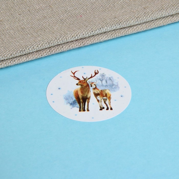 Новый год. Наклейки в рулоне Новый год. Наклейки в рулоне "Олени", 500 шт, 3,8 х 3,8 см