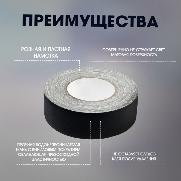 Лента клейкая Лента клейкая "Про-Гафф" ТУНДРА, черная, 350 мкм, 48 мм х 25 м