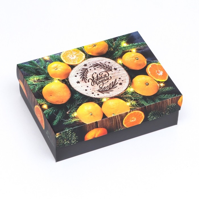 Новый год. Коробка подарочная новогодняя складная, Новый год. Коробка подарочная новогодняя складная, "С праздником", 16,5 х 12,5 х 5,2 см