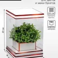 Коробка для цветов с вазой и PVC окнами складная, бронза, 16&times;23&times;16 см
