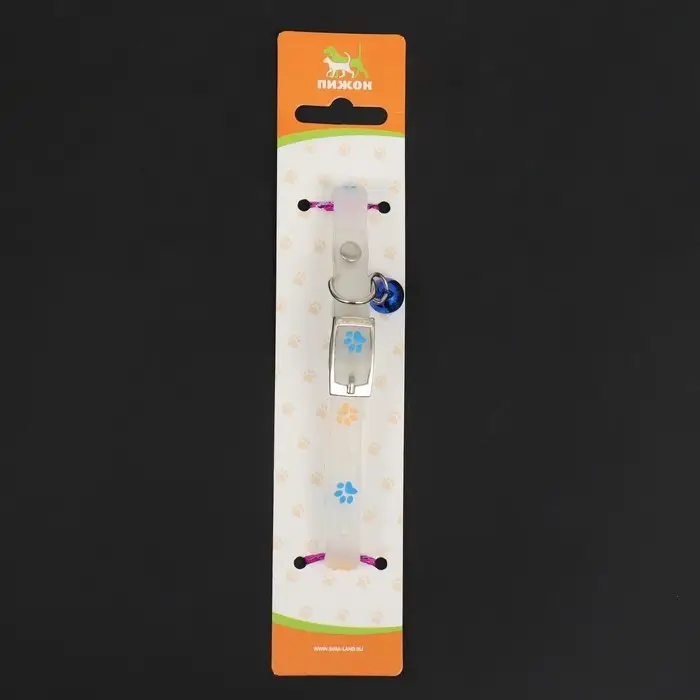 Ошейник, светящийся в темноте, Ошейник, светящийся в темноте, "Яркие следы" (люминесцентный), 30 х 1 см, фиолетово-жёлтый