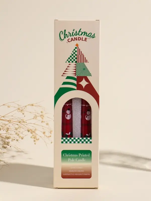 Набор свечей античных, 2,2х25 см, 2 шт "Новогодние персонажи" красные 8х28х2,3 см