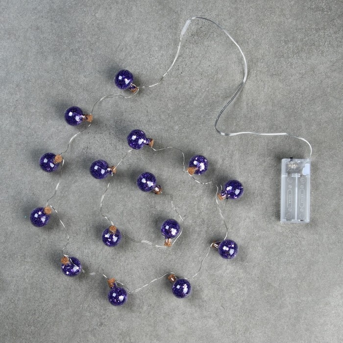 Гирлянда «Нить» 1.6 м с насадками «Синие шарики», IP20, серебристая нить, 15 LED, батарейки ААх2 (нет в комплекте), свечение белое Гирлянда «Нить» 1.6 м с насадками «Синие шарики», IP20, серебристая нить, 15 LED, батарейки ААх2 (нет в комплекте), свечение белое