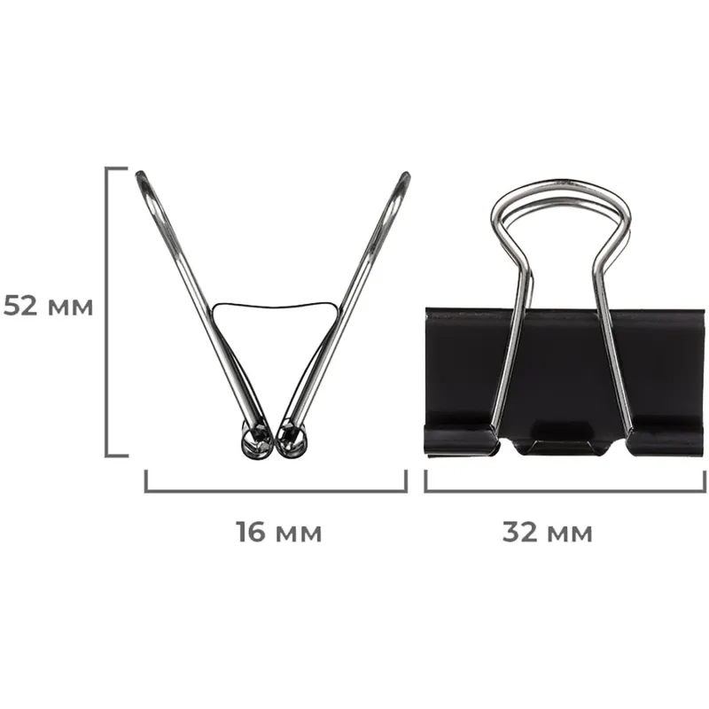 Зажимы для бумаг ассорти (19мм,25мм,32мм), 10шт/уп Attache, европодвес