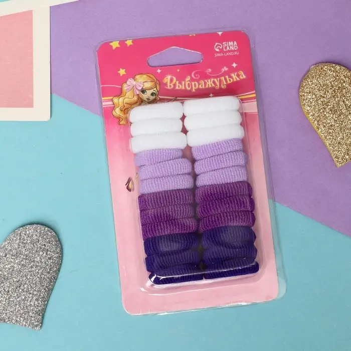Резинка для волос  Резинка для волос "Малышка" (набор 24 шт) бело-фиолетовый