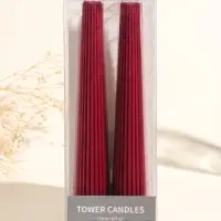 Набор свечей, 3.5х23 см, 2 шт "Башня" кармин 4х9,5х25 см