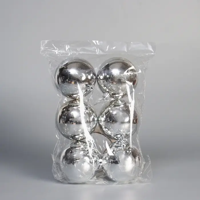 Ёлочные игрушки &laquo;Винтажный глянец&raquo;, шары новогодние, набор 6 шт., d=8 см, серебристый