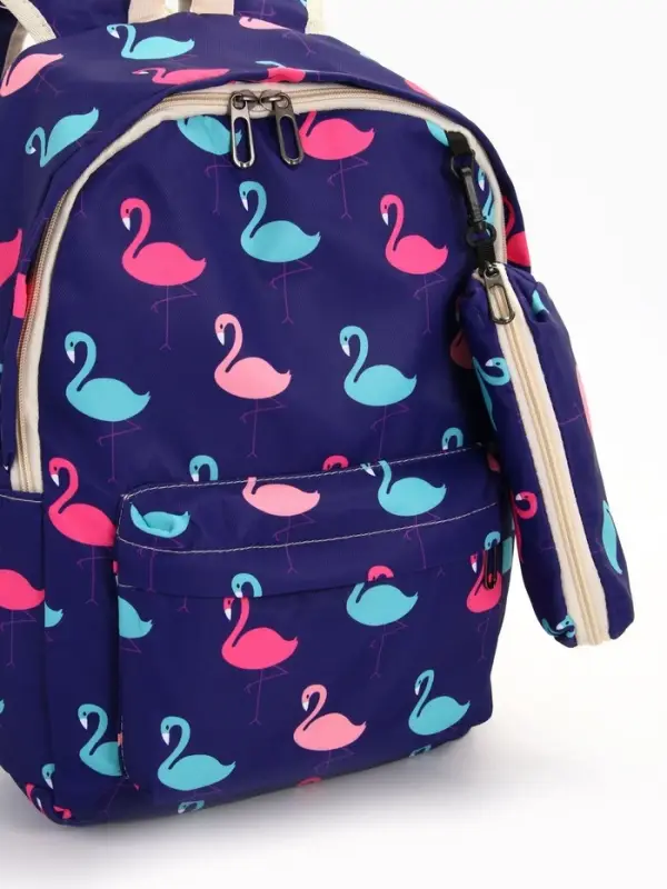 Рюкзак школьный &laquo;Фламинго&raquo;, с пеналом, 29&times;12&times;41 см, фиолетовый