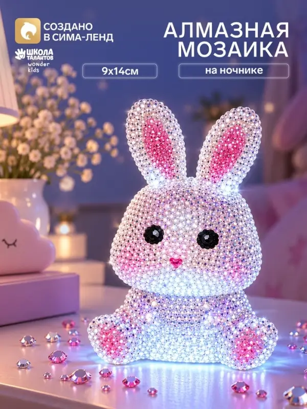 Алмазная мозаика на ночнике &laquo;Милый зайчик&raquo;