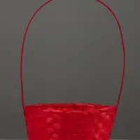 Корзина плетёная, 20&times;20&times;9 см, ручка h=25 см, бамбук, красная