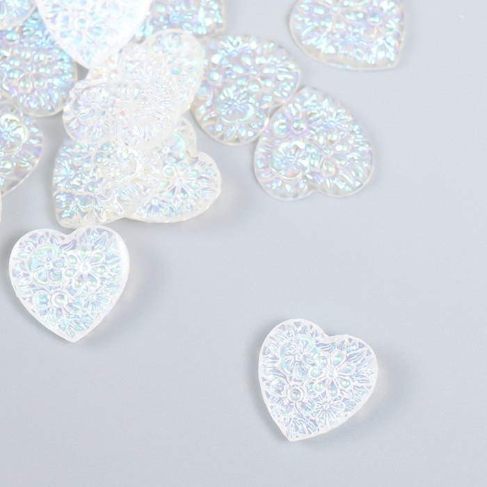Декор для творчества пластик Декор для творчества пластик "Сердце" голография белый набор 20 шт 1,6х1,6 см