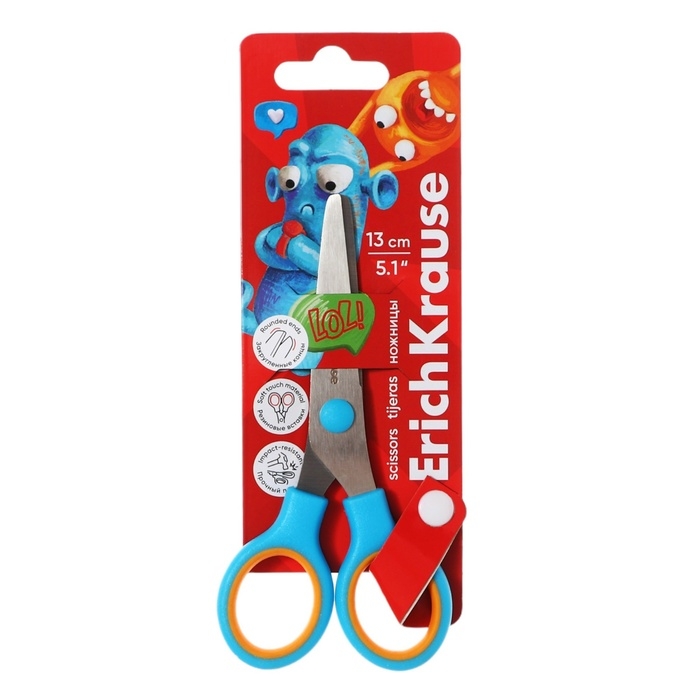 Ножницы детские 13 см ErichKrause Junior Softy Jolly Friends, закругленные концы, удобные ручки, блистер, МИКС (цена за 1 штуку) Ножницы детские 13 см ErichKrause Junior Softy Jolly Friends, закругленные концы, удобные ручки, блистер, МИКС (цена за 1 штуку)