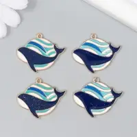 Декор для творчества металл, эмаль "Кит и морская планета" 2,3х3,1 см