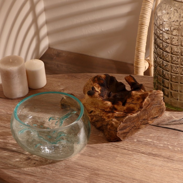 Вазон стекло на дереве  Вазон стекло на дереве "Забота" 20х25х25 см, МИКС