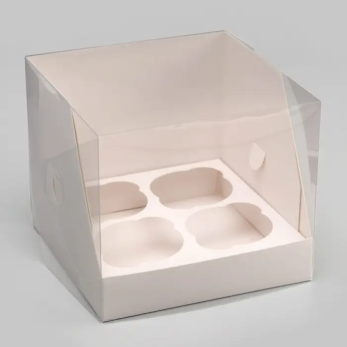 Коробка для 4 капкейков, белая 16&times;16&times;14 см