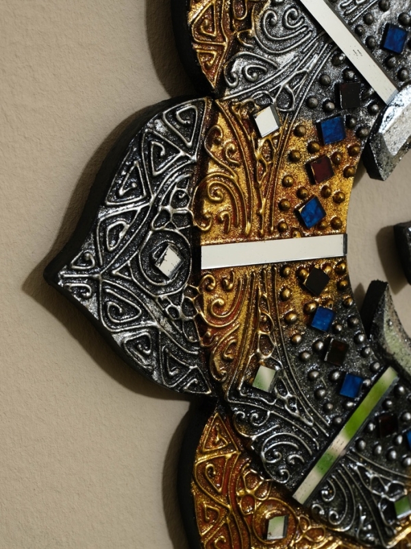 Панно резное МДФ "ОМ", 30х30х0,6 см, серебрянное основание