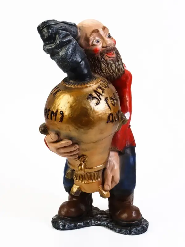 Садовая фигура из полистоуна &laquo;Дед с самоваром&raquo;, 56&times;34&times;32 см