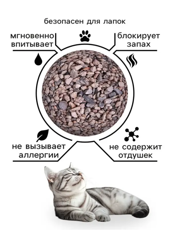 Наполнитель минеральный впитывающий &laquo;Пижон&raquo; для короткошерстных кошек, 5 л
