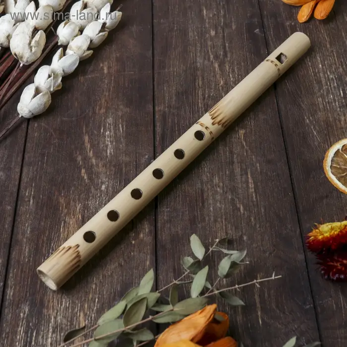 Сувенирный музыкальный инструмент бамбук  Сувенирный музыкальный инструмент бамбук "Флейта светлая" 30x1,8x1,8 см