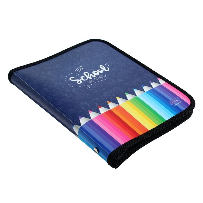 Папка для тетрадей А5, 180 х 230 х 25 мм, молния вокруг, пластиковая 0.5, ПМ-А5-04 Calligrata Папка для тетрадей А5, 180 х 230 х 25 мм, молния вокруг, пластиковая 0.5, ПМ-А5-04 Calligrata "Карандаши"