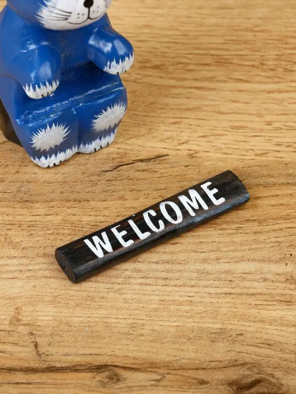 Сувенир  Сувенир "Кот с табличкой WELCOME" дерево 8х4х10 см, цв. синий